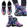 Hawaiian Tropical Hibiscus Neon Women & Men Leather Boots