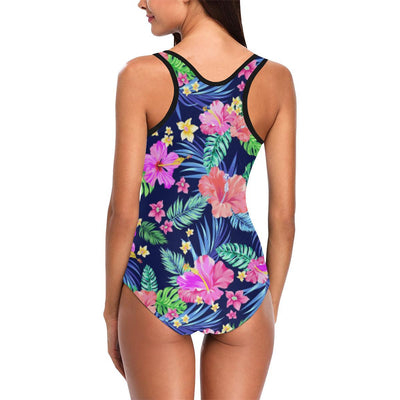 Hawaiian Tropical Hibiscus Neon Women One Piece Swimsuit