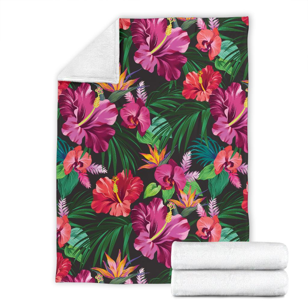 Hawaiian Flower Hibiscus Tropical Fleece Blanket