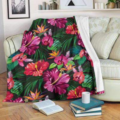 Hawaiian Flower Hibiscus Tropical Fleece Blanket