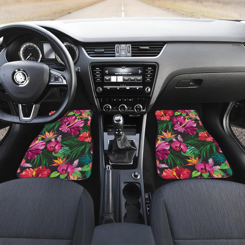 Hawaiian Flower Hibiscus tropical Front and Back Car Floor Mats