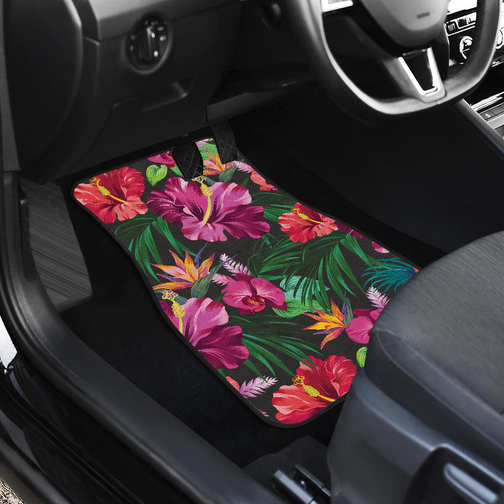 Hawaiian Flower Hibiscus tropical Front and Back Car Floor Mats