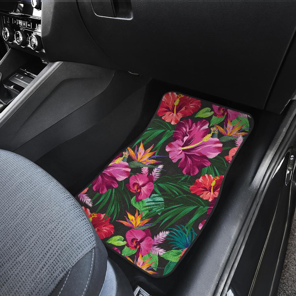Hawaiian Flower Hibiscus tropical Front and Back Car Floor Mats