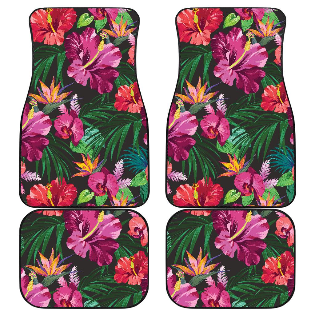 Hawaiian Flower Hibiscus tropical Front and Back Car Floor Mats