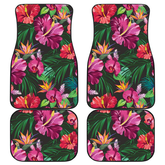 Hawaiian Flower Hibiscus tropical Front and Back Car Floor Mats