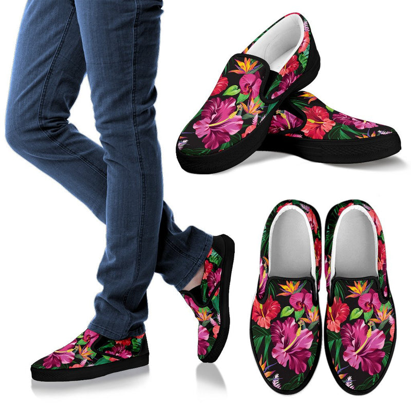 Hawaiian Flower Hibiscus Tropical Men Slip On Shoes