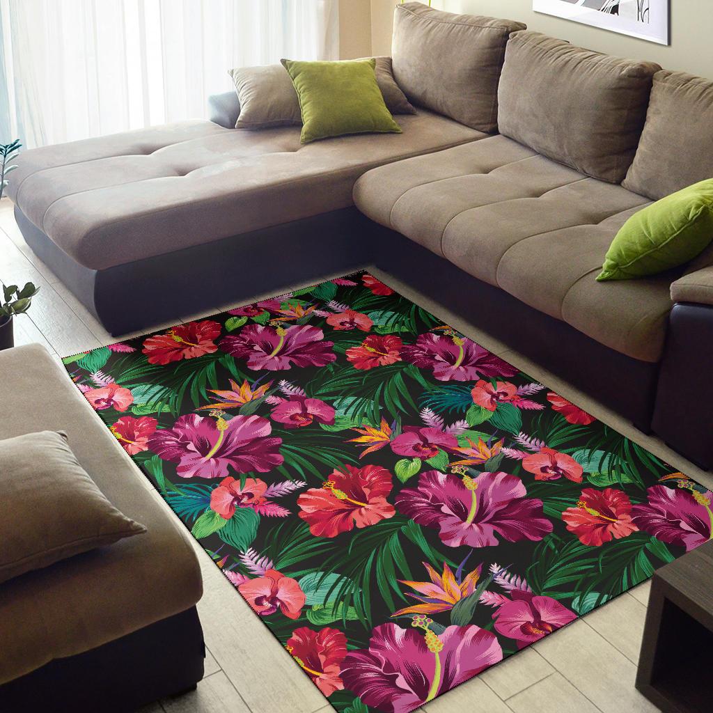 Hawaiian Flower Hibiscus tropical Area Rugs - JorJune