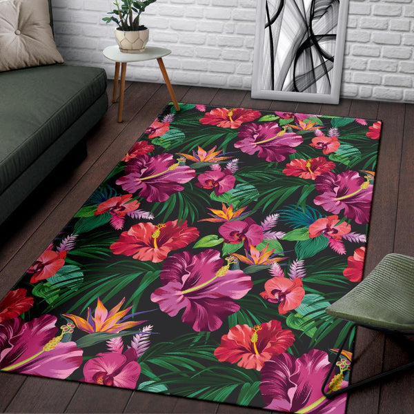 Hawaiian Flower Hibiscus tropical Area Rugs - JorJune