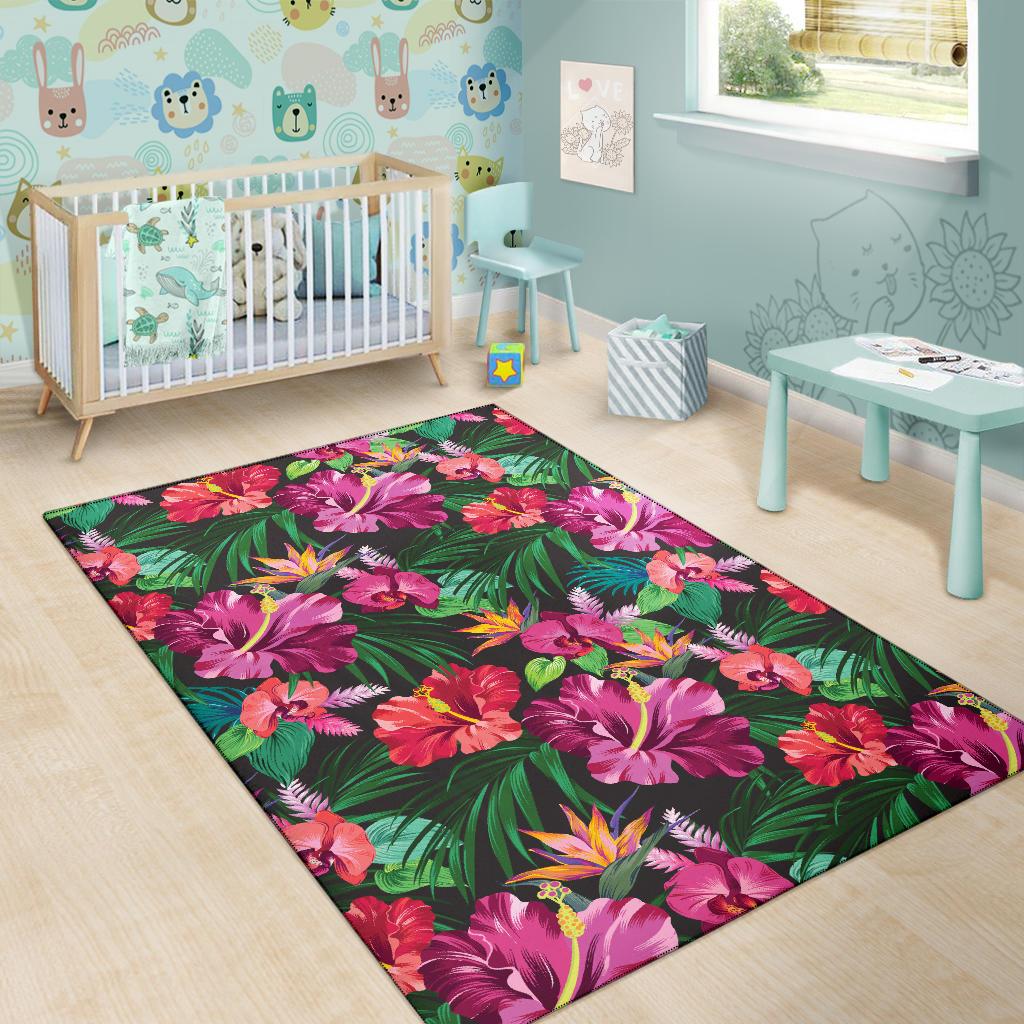 Hawaiian Flower Hibiscus tropical Rug-JORJUNE.COM