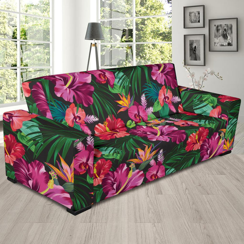 Hawaiian Flower Hibiscus tropical Sofa Slipcover-JORJUNE.COM