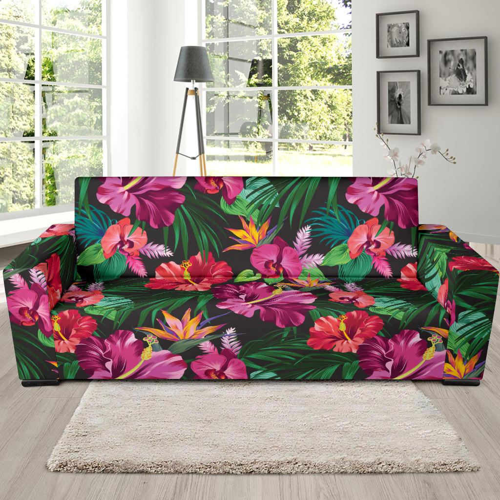 Hawaiian Flower Hibiscus tropical Sofa Slipcover-JORJUNE.COM