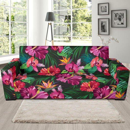 Hawaiian Flower Hibiscus tropical Sofa Slipcover-JORJUNE.COM