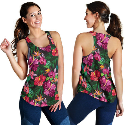 Hawaiian Flower Hibiscus tropical Women Racerback Tank Top