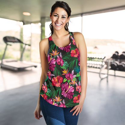 Hawaiian Flower Hibiscus tropical Women Racerback Tank Top