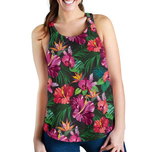 Hawaiian Flower Hibiscus tropical Women Racerback Tank Top