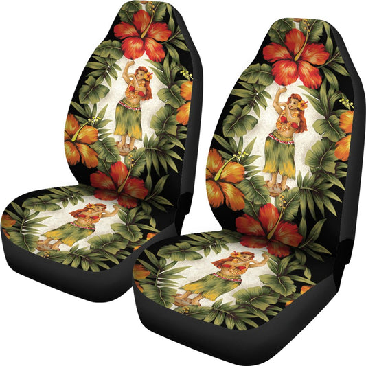 Hawaiian Flower Hula Hibiscus Print Universal Fit Car Seat Covers.