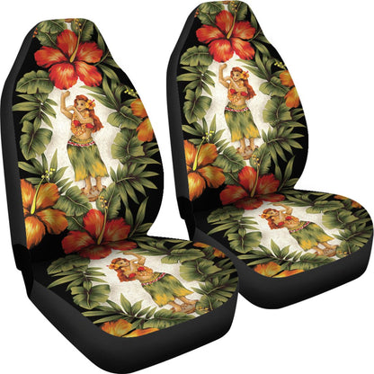Hawaiian Flower Hula Hibiscus Print Universal Fit Car Seat Covers.