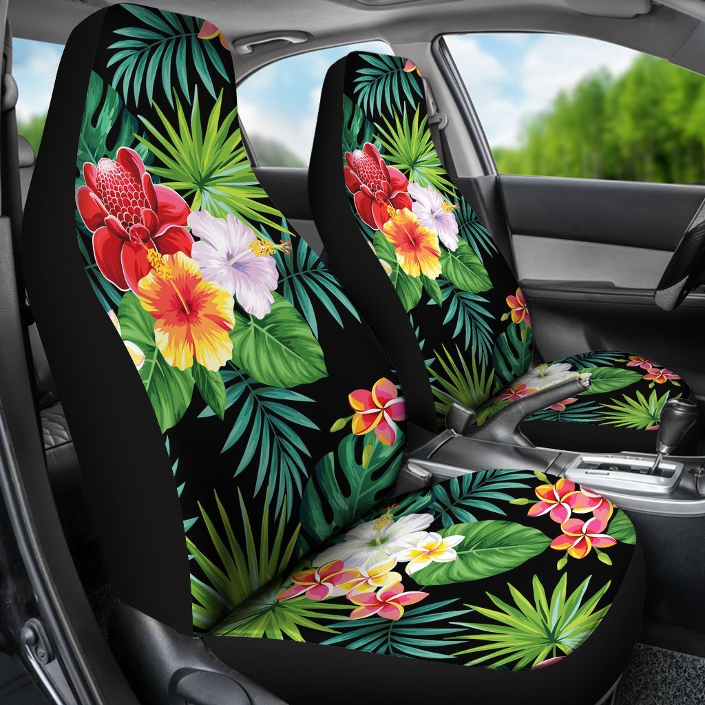 Hawaiian flower Jungle Green Universal Fit Car Seat Covers - JorJune