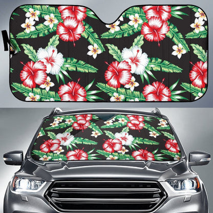 Hawaiian Flower Tropical Leaves Car Sun Shade-JorJune