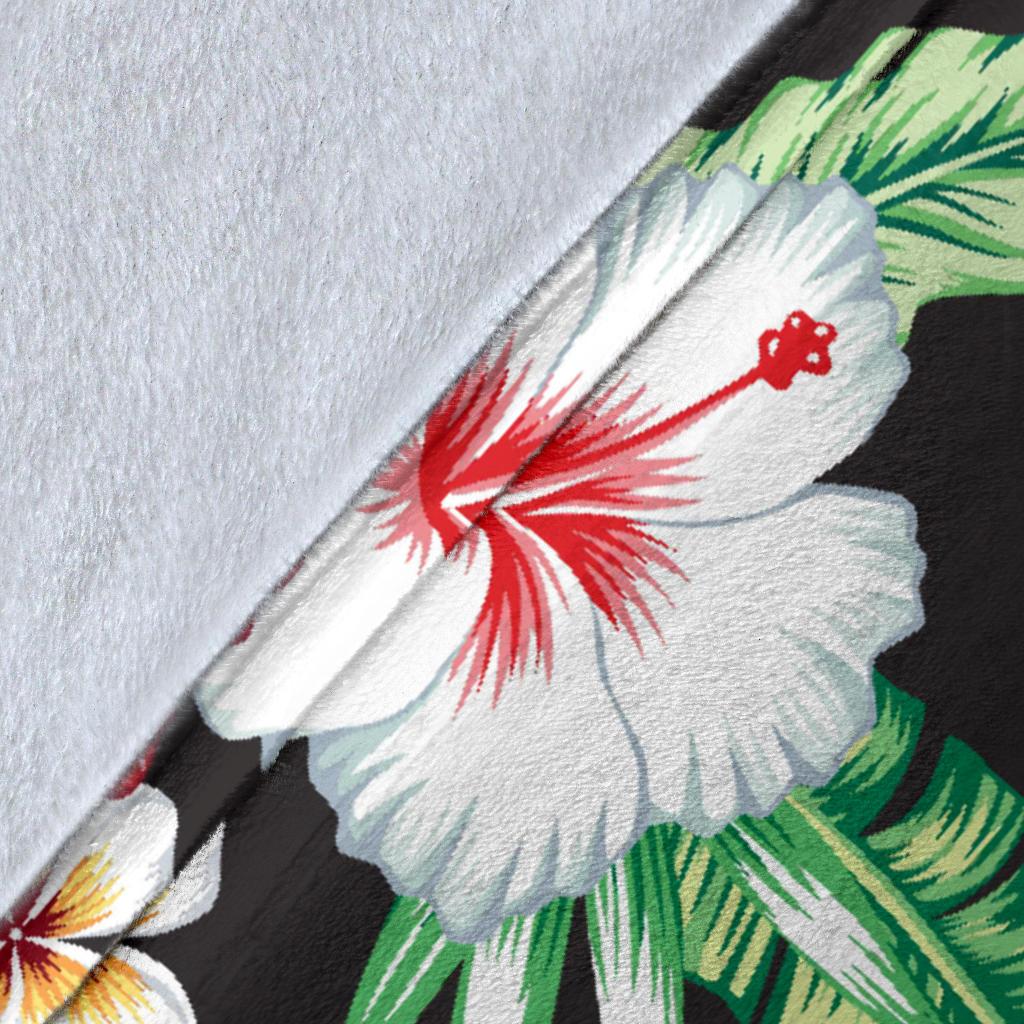Hawaiian Flower Tropical Leaves Fleece Blanket