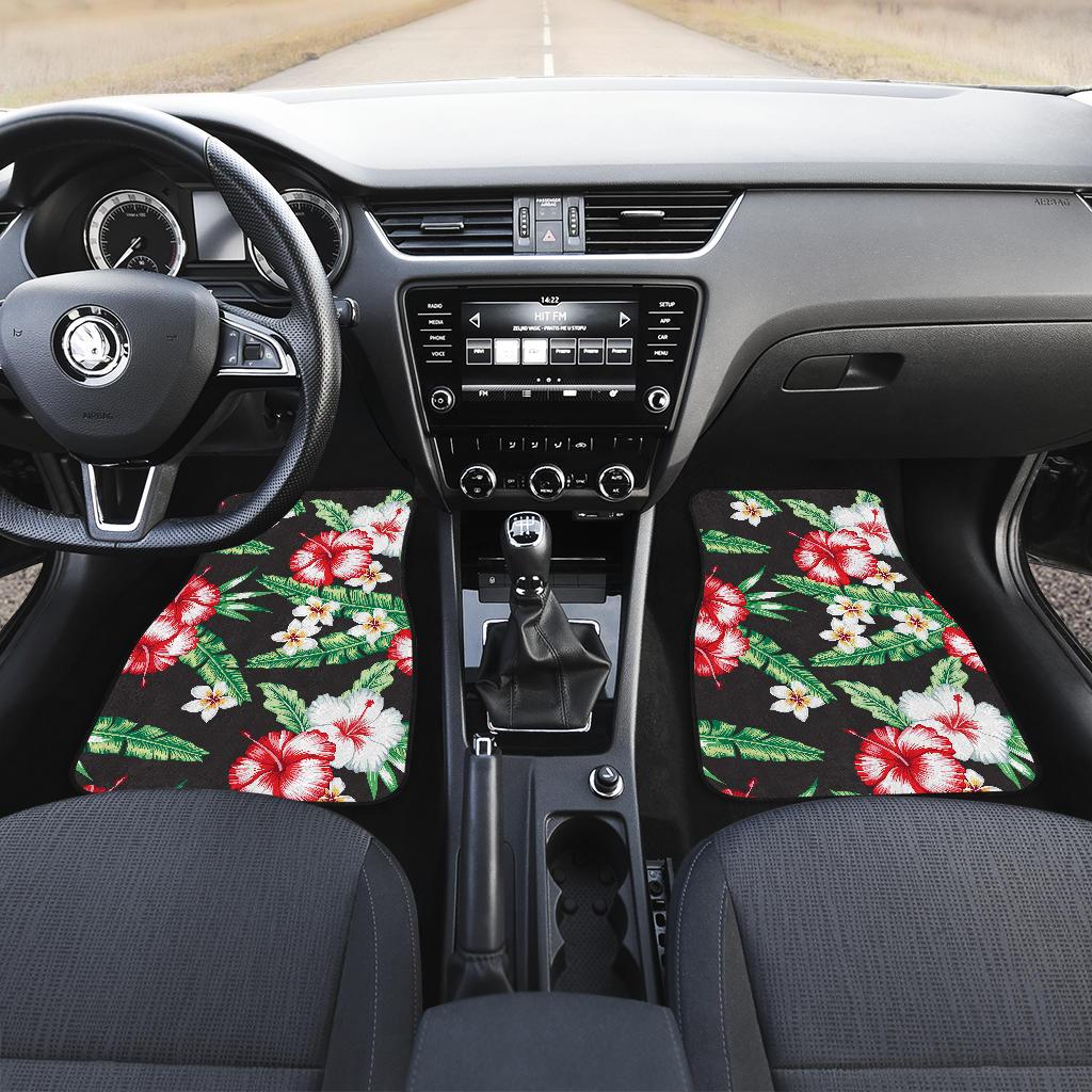 Hawaiian flower tropical leaves Front and Back Car Floor Mats
