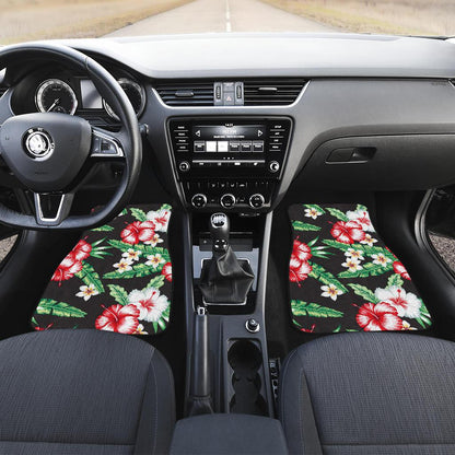 Hawaiian flower tropical leaves Front and Back Car Floor Mats