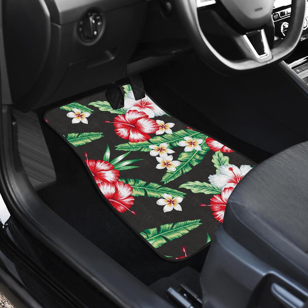 Hawaiian flower tropical leaves Front and Back Car Floor Mats