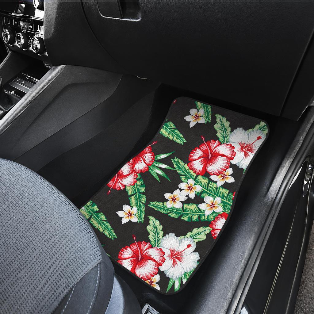 Hawaiian flower tropical leaves Front and Back Car Floor Mats