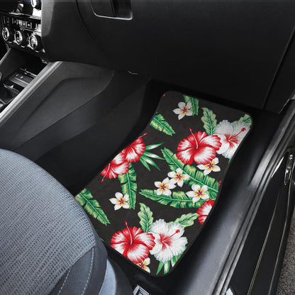 Hawaiian flower tropical leaves Front and Back Car Floor Mats