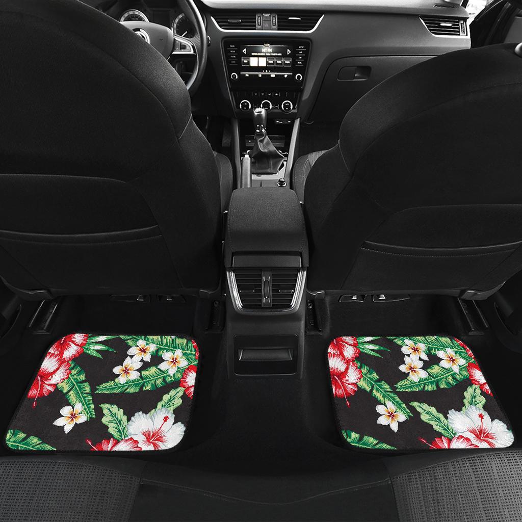 Hawaiian flower tropical leaves Front and Back Car Floor Mats