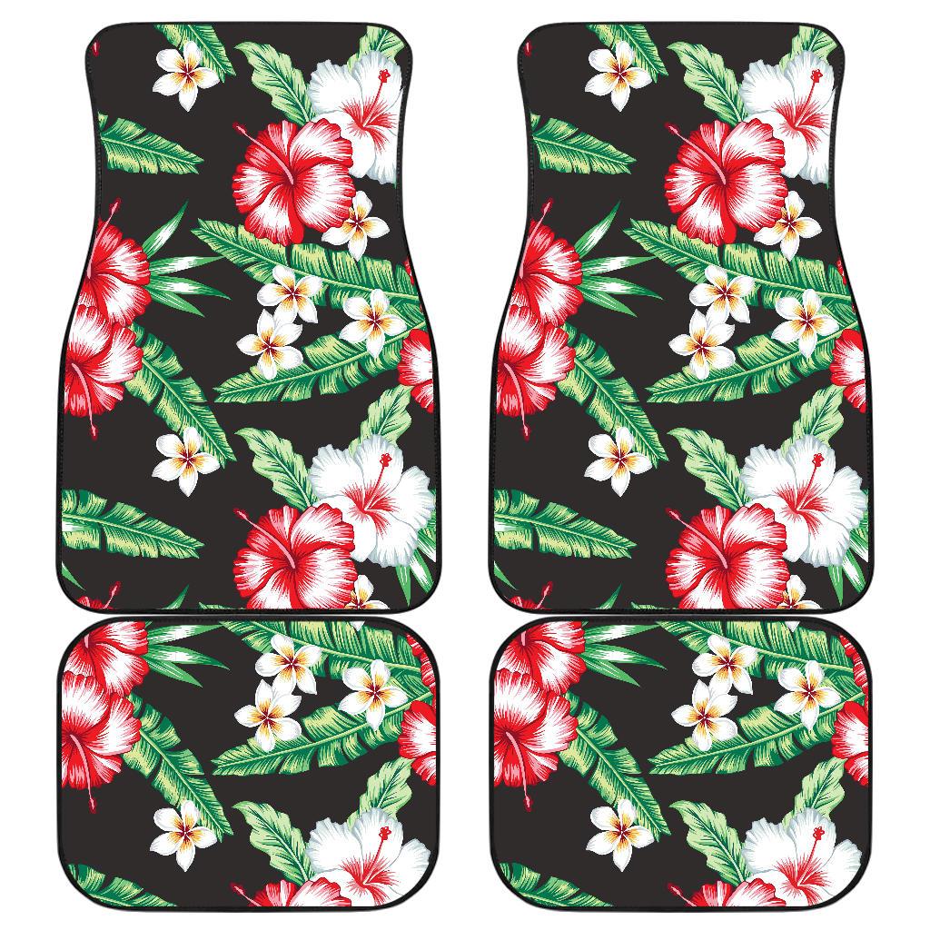 Hawaiian flower tropical leaves Front and Back Car Floor Mats
