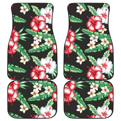 Hawaiian flower tropical leaves Front and Back Car Floor Mats