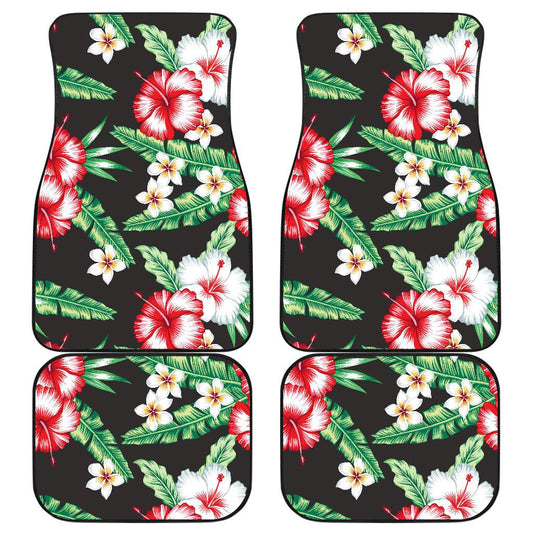 Hawaiian flower tropical leaves Front and Back Car Floor Mats