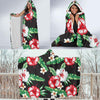 Hawaiian flower tropical leaves Hooded Blanket-JORJUNE.COM