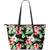 Hawaiian flower tropical leaves Large Leather Tote Bag
