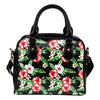 Hawaiian flower tropical leaves Leather Shoulder Handbag