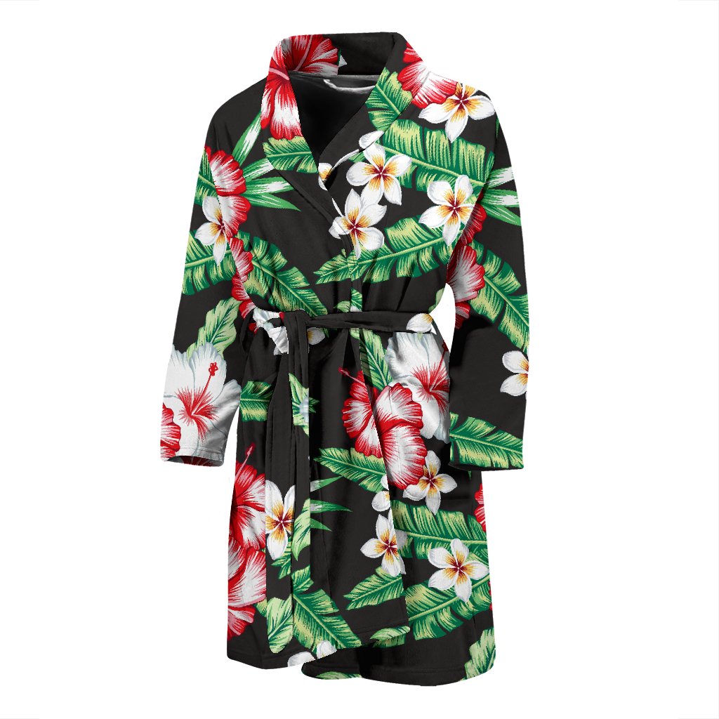 Hawaiian Flower Tropical Leaves Men Bath Robe