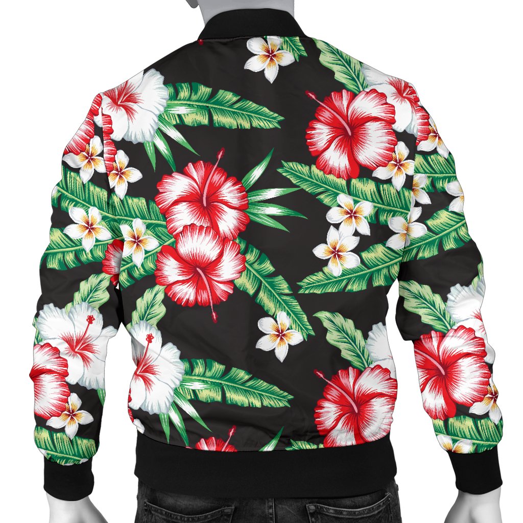 Hawaiian Flower Tropical Leaves Men Casual Bomber Jacket