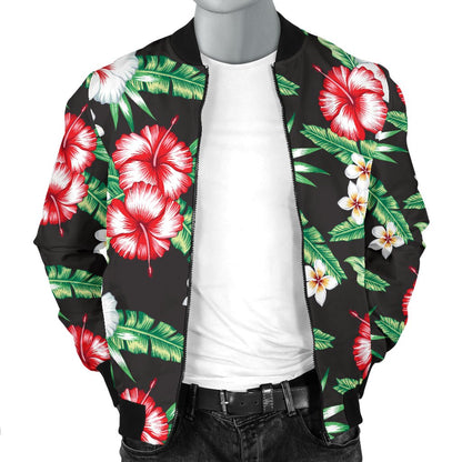 Hawaiian Flower Tropical Leaves Men Casual Bomber Jacket