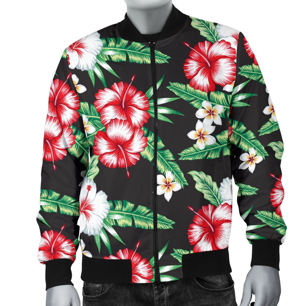 Hawaiian Flower Tropical Leaves Men Casual Bomber Jacket