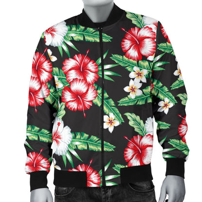Hawaiian Flower Tropical Leaves Men Casual Bomber Jacket