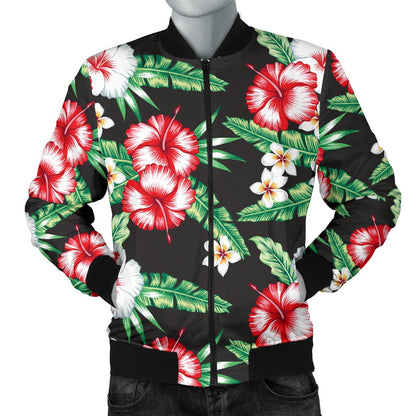 Hawaiian Flower Tropical Leaves Men Casual Bomber Jacket