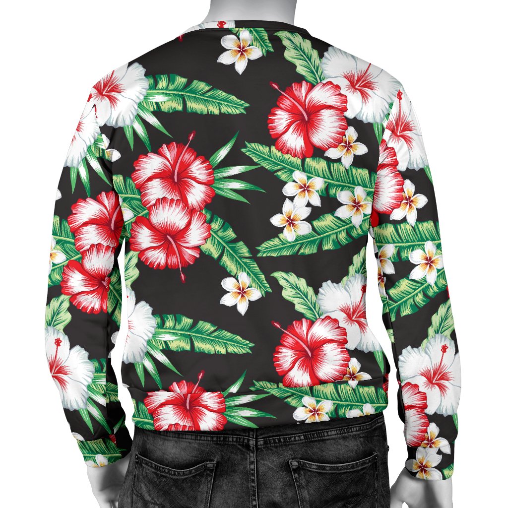 Hawaiian Flower Tropical Leaves Men Crewneck Sweatshirt