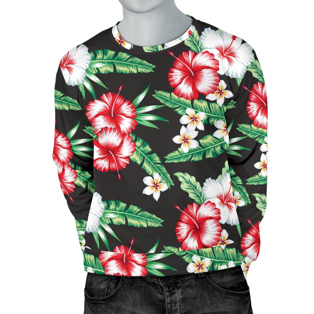 Hawaiian Flower Tropical Leaves Men Crewneck Sweatshirt
