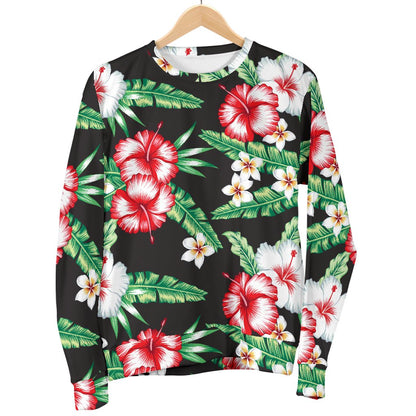 Hawaiian Flower Tropical Leaves Men Crewneck Sweatshirt