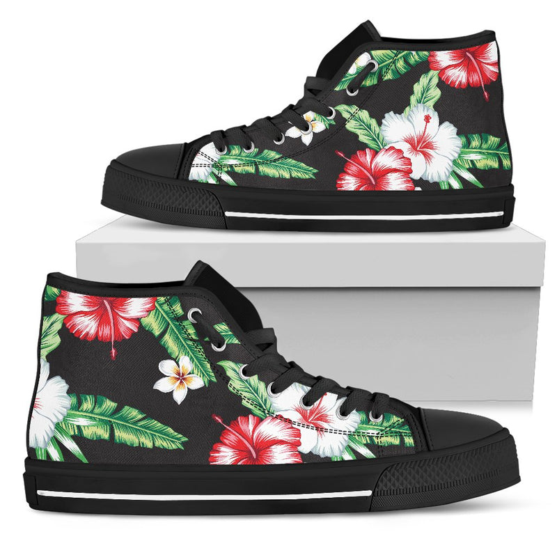 Hawaiian flower tropical leaves Men High Top Shoes