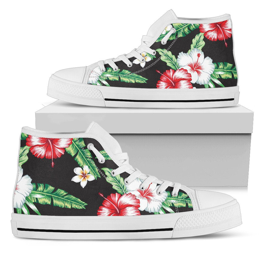 Hawaiian flower tropical leaves Men High Top Shoes