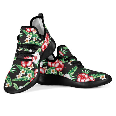 Hawaiian Flower Tropical Leaves Mesh Knit Sneakers Shoes