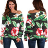 Hawaiian Flower Tropical Leaves Off Shoulder Sweatshirt