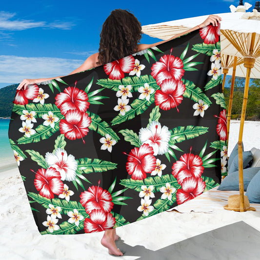 Hawaiian Flower Tropical Leaves Sarong Pareo Wrap